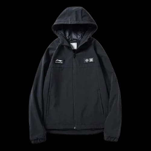 Li-Ning Logo Sports Hooded Jacket Black