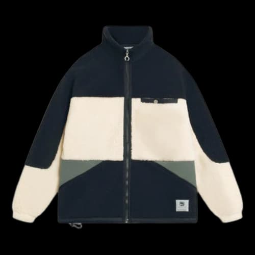 Li-Ning BadFive Graphic Color Block Polar Fleece Jacket 'Black Beige'