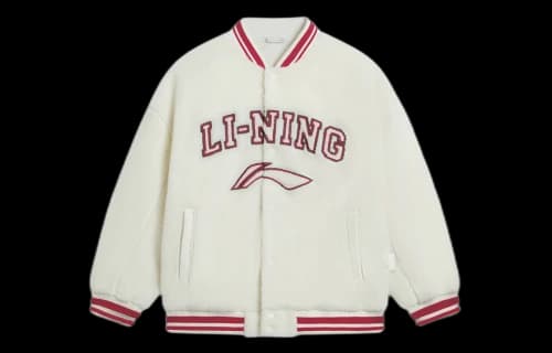 Li-Ning Logo Polar Fleece Baseball Jacket 'Beige Red'