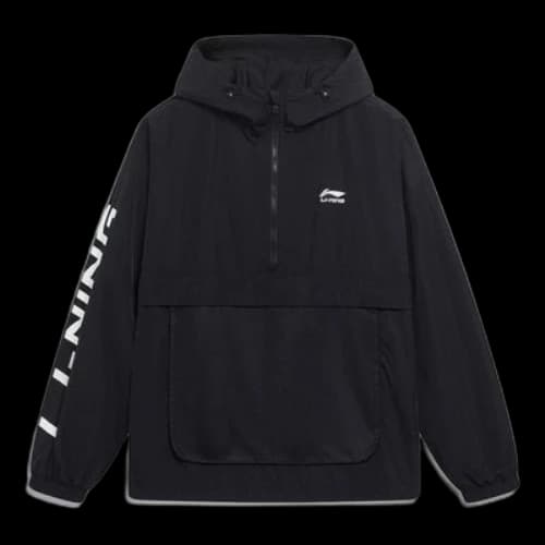 Li-Ning Logo Half Zip Hooded Windbreaker 'Black White'