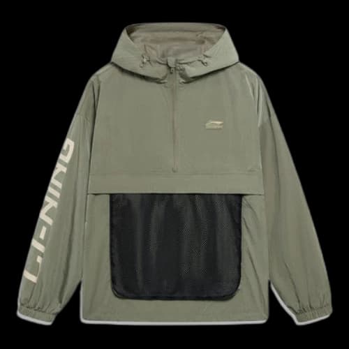 Li-Ning Logo Half Zip Hooded Windbreaker 'Green'