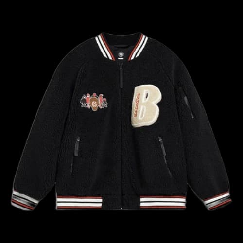Li-Ning BadFive Graphic Fleece Baseball Jacket 'Black'
