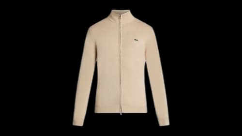 Lacoste Zipped High Neck Cotton Sweater Viennese Brown