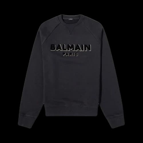 Balmain Flock And Foil Logo Sweatshirt 'Black'