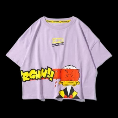 Li-Ning Donald Duck Printing Alphabet Short Sleeve Loose Purple (Women's)
