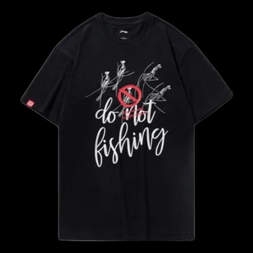 Li-Ning CF Series Alphabet Logo Printing Loose Short Sleeve Black