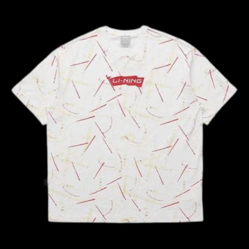 Li-Ning Red Flag Casual Sports Round Neck Short Sleeve 'White'