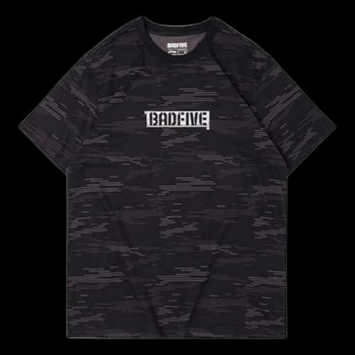 Li-Ning BADFIVE Sports Round Neck Short Sleeve Black Camouflage