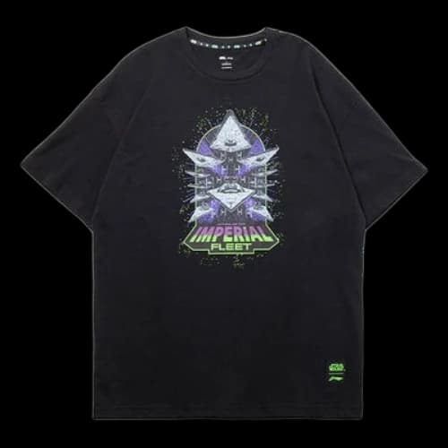 Li-Ning Star War Alphabet Printing Loose Short Sleeve 'Black'