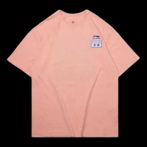 Li-Ning Paris Fashion Week Series Pingpong/Table Tennis Element Small Label Printing Short Sleeve Orange Pink T-Shirt