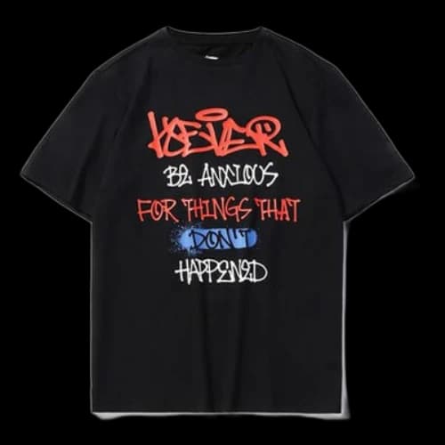 Li-Ning English alphabet Graffiti Short Sleeve Couple Style Black