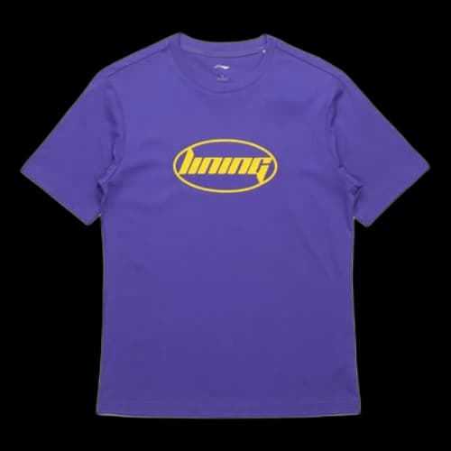 Li-Ning Alphabet Printing Solid Color Round Neck Short Sleeve Couple Style 'Purple'