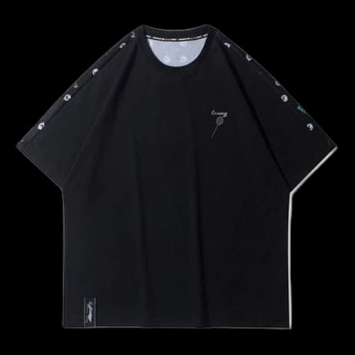 Li-Ning Badminton Series Quick Dry Sweat Absorbing Casual Sports Round Neck Short Sleeve Black