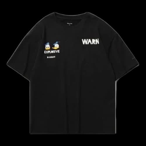 Li-Ning x Disney Crossover Sports Fashion Series Subject Printing Loose Sports Round Neck Short Sleeve 'Black' (Women's)
