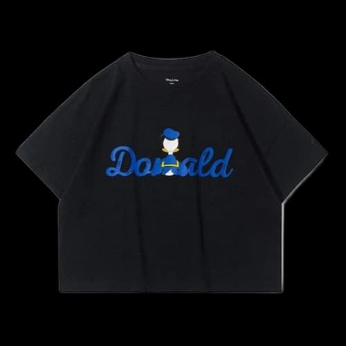 Li-Ning x Disney Crossover Donald Duck Alphabet Printing Round Neck Short Sleeve Black