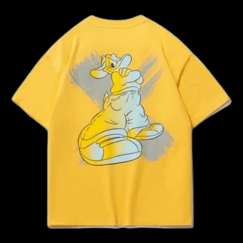 Li-Ning x Disney Crossover Sports Fashion Series Subject Cartoon Printing Loose Sports Short Sleeve Yellow