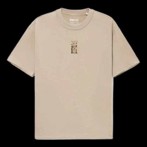 Li-Ning BADFIVE limited Series Cartoon Pattern Loose Round Neck Short Sleeve 'Tan'
