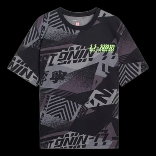 Li-Ning Sports Team Graphic T-shirt 'Black Grey'