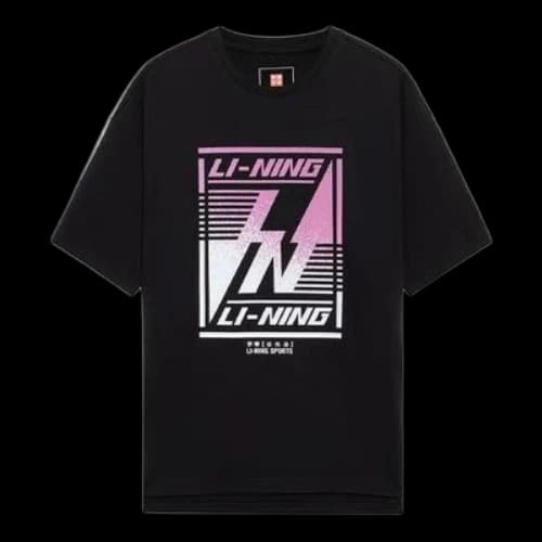 Li-Ning Pattern Printing Loose Round Neck Short Sleeve 'Black'