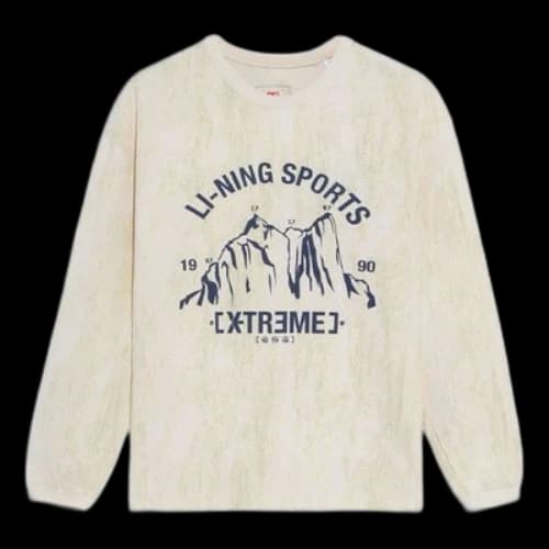 Li-Ning Alphabet Printing Loose Sports Round Neck 'Creamy White'