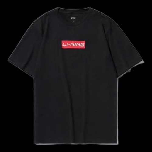 Li-Ning Box Logo T-shirt 'Black Red'