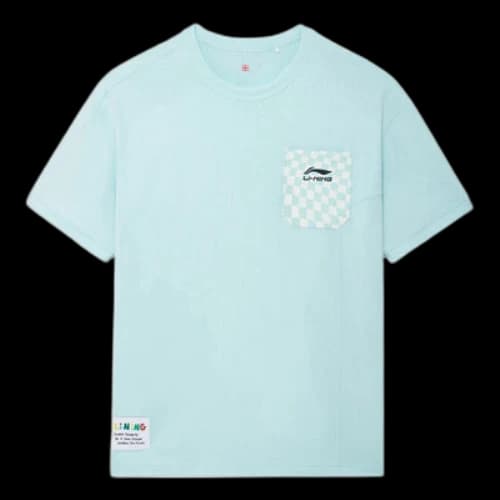 Li-Ning x Rooovie Checkerboard Pocket T-shirt 'Light Blue'