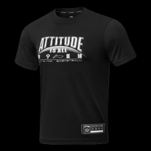 Li-Ning Basketball Attitude Is All Graphic T-shirt 'Black White'