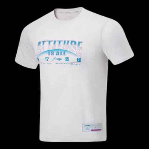 Li-Ning Basketball Attitude Is All Graphic T-shirt 'White Blue'