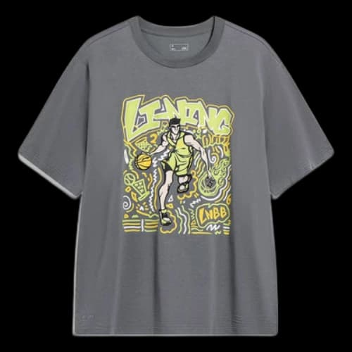 Li-Ning Hoops Comics Graphic T-shirt 'Smoke Grey'