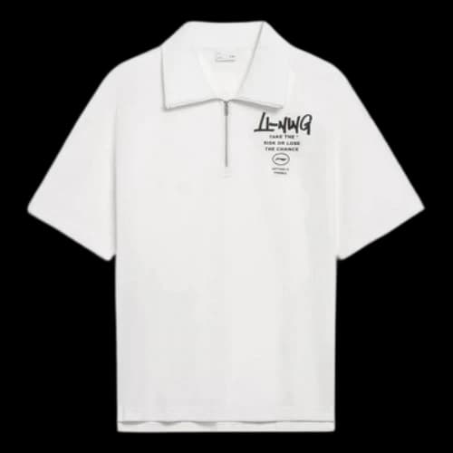 Li-Ning Graphic Half Zip Polo Shirt 'White'