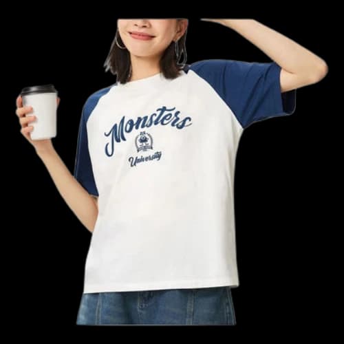 Li-Ning x Disney Monsters University Graphic T-shirt 'Cream White Navy' (Women's)