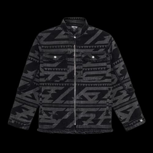 Li-Ning BADFIVE Series Full Print Loose Washed Denim Jacket 'Black Grey'