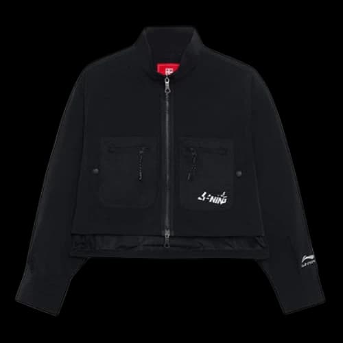 Li-Ning Stylish Printing Stand Collar Loose Jacket Black