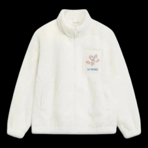 Li-Ning Floral Logo Faux Leather Jacket 'Cream White' (Women's)