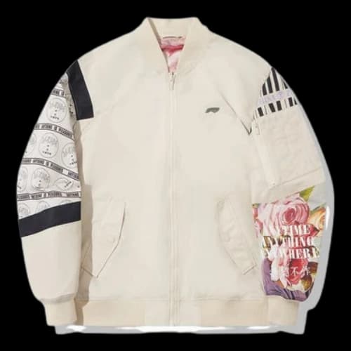 Li-Ning x PLEASURES Graphic Bomber Jacket 'Beige'