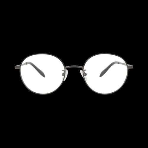 Alexander McQueen Round-Frame Metal Optical Frames Ruthenium Ruthenium Transparent (AM0369O-30012347-004)