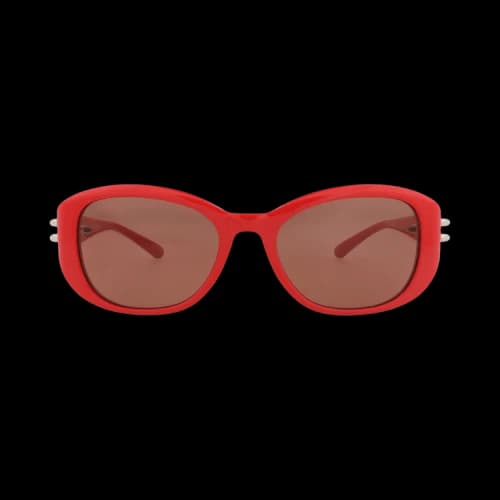 Alexander McQueen Round-Frame Recycled Acetate Sunglasses Red Red Brown (AM0470SA-30015679-003)