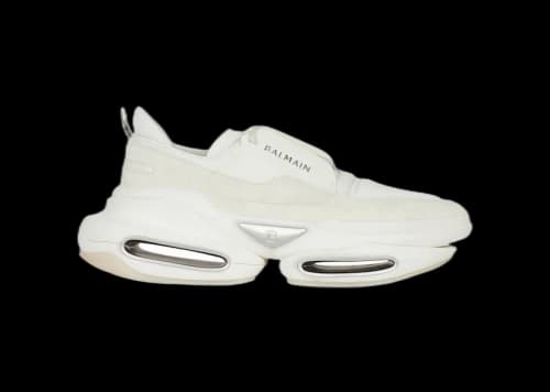 Balmain B-Bold Low-Top White Suede