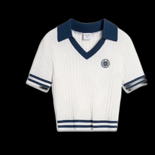 Li-Ning x Disney Monsters University Knit Polo Shirt 'Cream White Navy' (Women's)