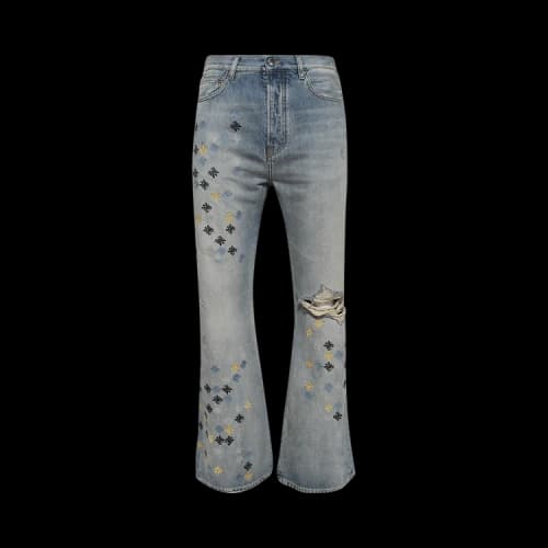 Amiri MA Quad Embroidered Flare Jeans 'Antique Indigo'