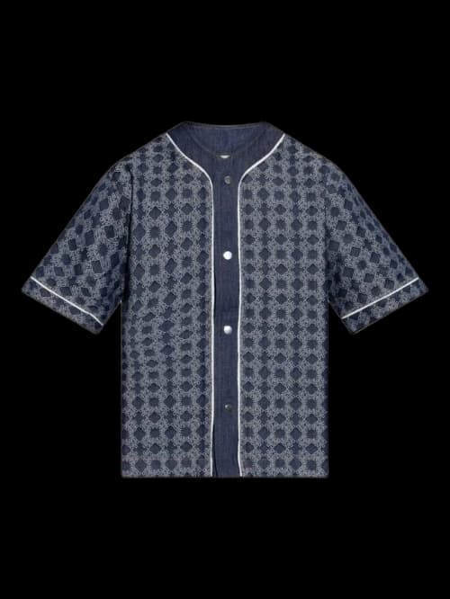 AMIRI Ma Quad Denim Baseball Shirt Raw Indigo