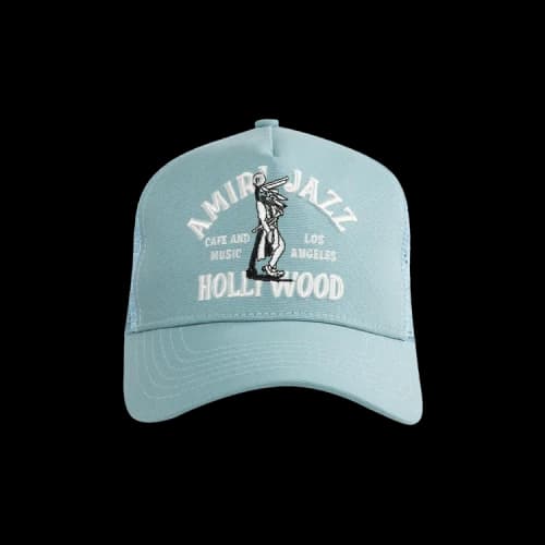 Amiri Jazz Wolf Trucker Hat 'Dusty Blue'
