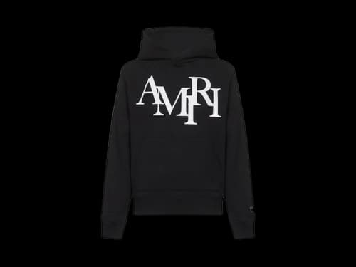 AMIRI Staggered Logo Hoodie Black