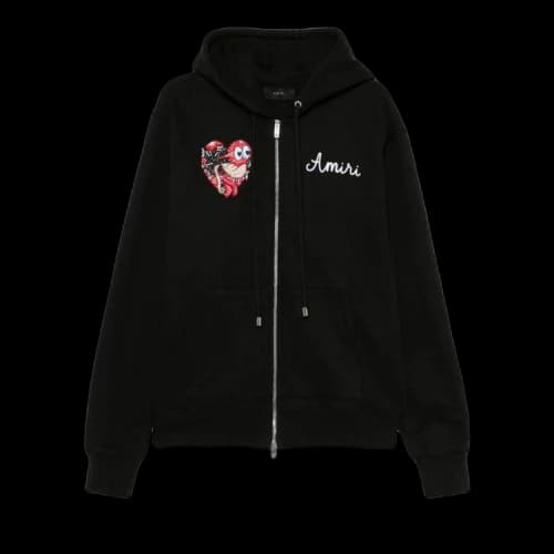 Amiri Jazz Wolf Zip Up Hoodie 'Black'