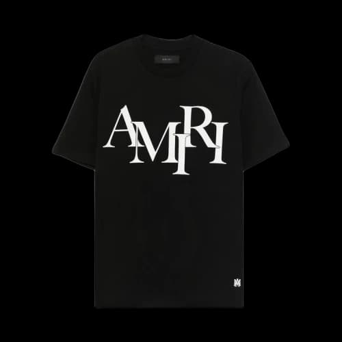 Amiri Staggered Logo Tee 'Black'