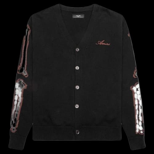AMIRI Leopard Bones Cardigan Black