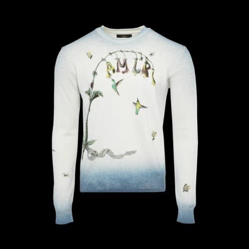 Amiri Embroidered Hummingbird Crew 'Blue'