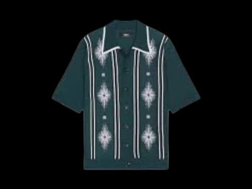 AMIRI Starburst Button Down Polo Blue
