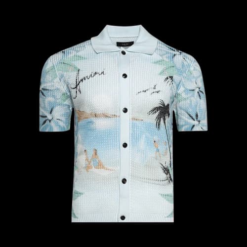 Amiri Resort Club Crotchet Polo 'Cerulean'