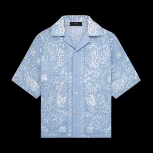 Amiri Bandana Watercolor Camp Shirt 'Cerulean'